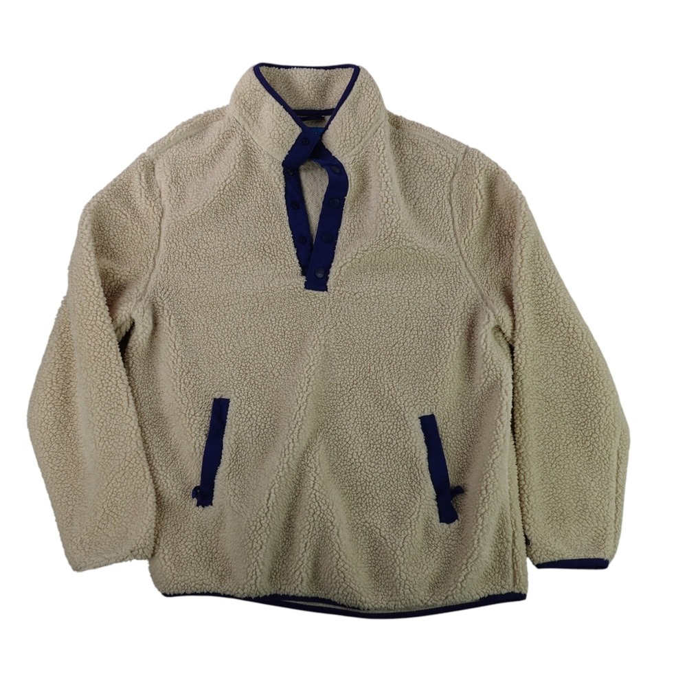 Chubbies Fleece Pullover Men XL Beige Sherpa Snap Mock Neck 10736